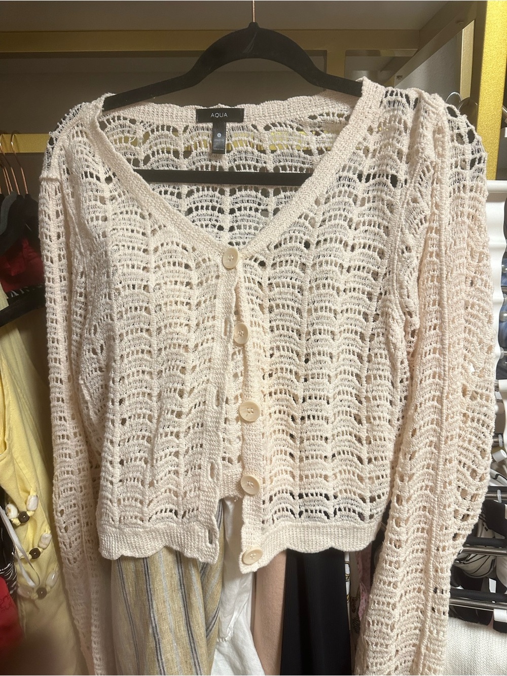 AQUA Crochet Cropped Cardigan 🍨